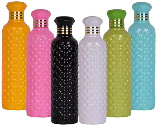 HOMIZE Pinapple Pattern Colorful Water Bottle for Fridge, for Home, Office, Gym  School Boy 1000 ml Bottle (Pack of 6, Colorful, White, Plastic)