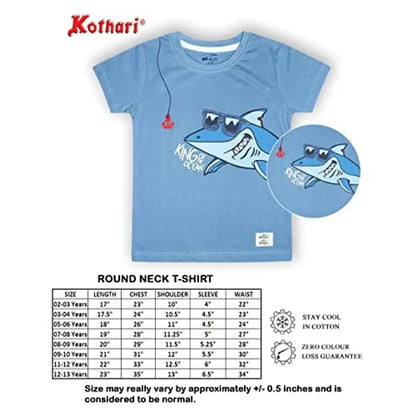Kothari Kids Boys Tshirt Cotton Round Neck Embroidered Halfsleeve t-Shirts