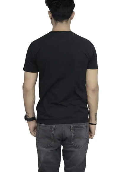 Black Cotton Printed Round Neck T-Shirt