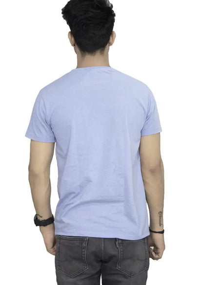 Blue Cotton Printed Round Neck T-Shirt