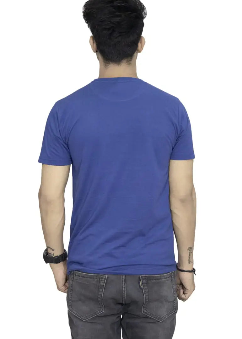 Blue Cotton Printed Round Neck T-Shirt
