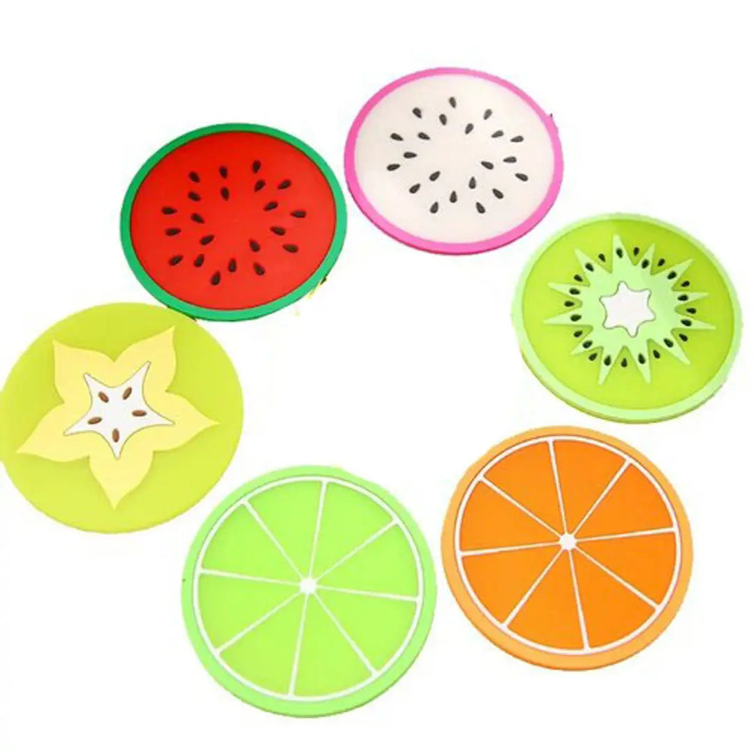Fruit Design Silicone Coaster  - (Pack Of 6)