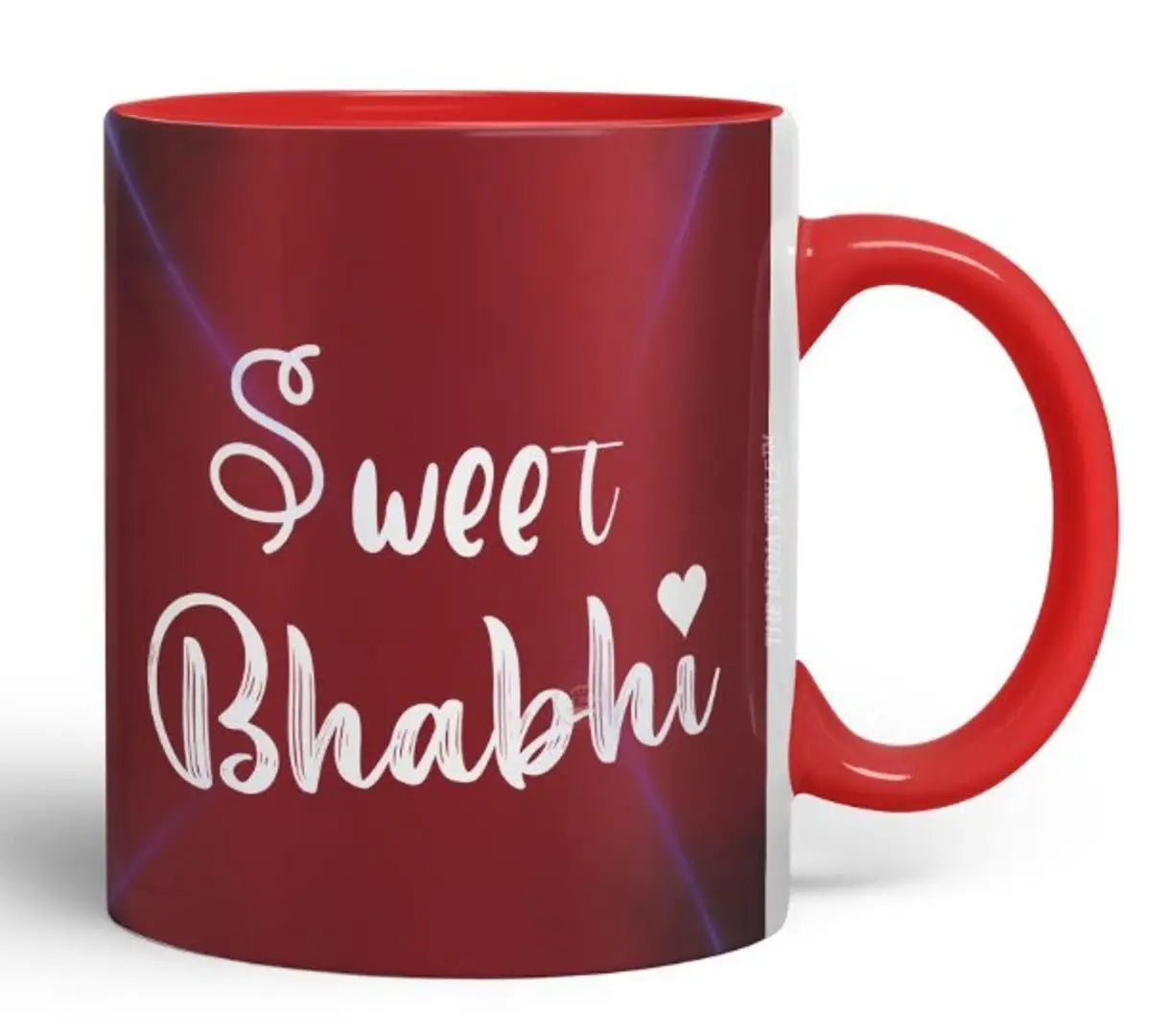 Stylish 2 Rakhi with 2 Ceramic Printed Mug (325 Ml) And 1 Packet Roli Chawal With Best Wishes Greeting Card