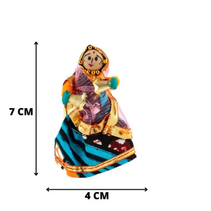 Traditional Rajasthani Handmade Decorative Puppet Doll Fridge Magnet (Set of 5) (Female Dolls)