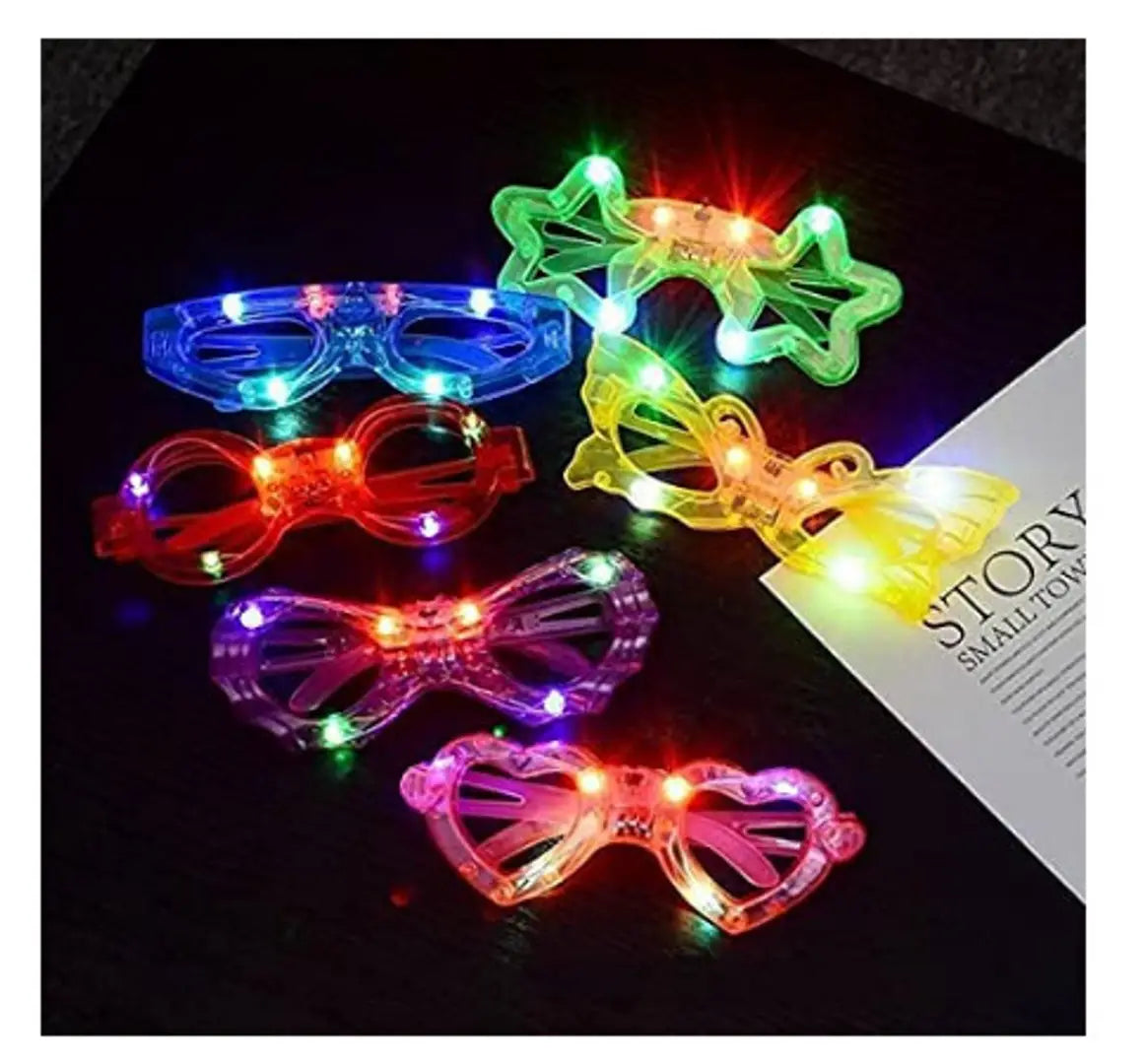 Neon Florescent LED Googles Party Prop Party Fun Googles Specs Return Gift Multicolour Plastic (Pack of 2 )