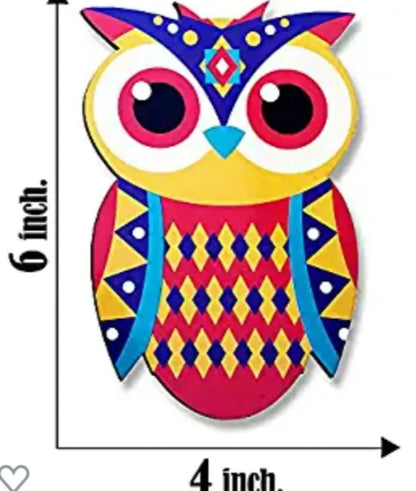 Designer Pine Wood Printed owl Coasters for Cups Set of 6
