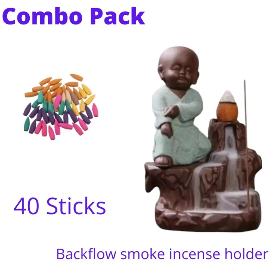 Combo Pack of 40 incese cones with Incense burner  Showpiece Figurine for Gift