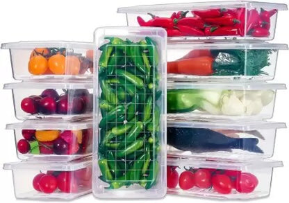 1.5L Fridge Storage Containers Box Stackable Plastic Freezer Storage To Keep Fresh for Fish, Vegetables, Meat, Food ( Pack of 6 )