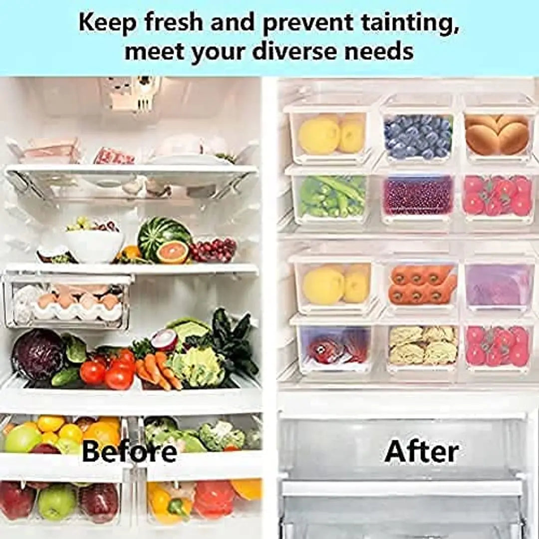 1.5L Fridge Storage Containers Box Stackable Plastic Freezer Storage To Keep Fresh for Fish, Vegetables, Meat, Food ( Pack of 6 )