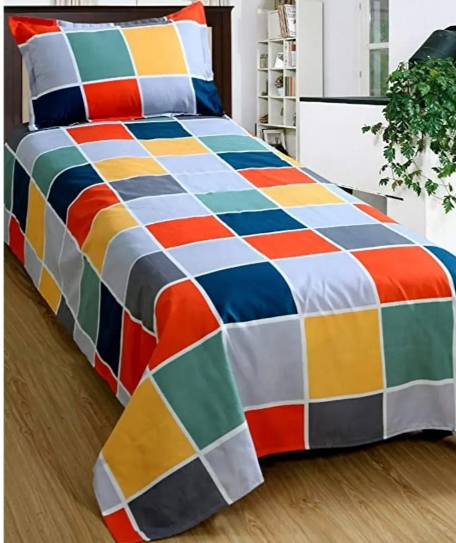 Fancy Glace Cotton Single Bedsheet With 1 Pillow Cover