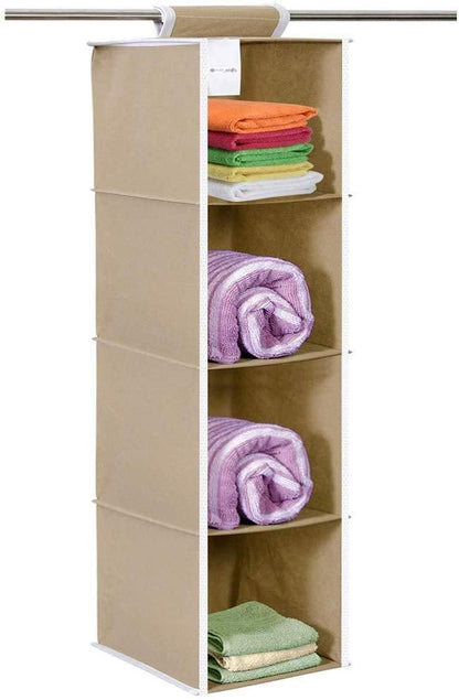 Cloth Organizer - Hanging 4 Shelves Wardrobe Organizer