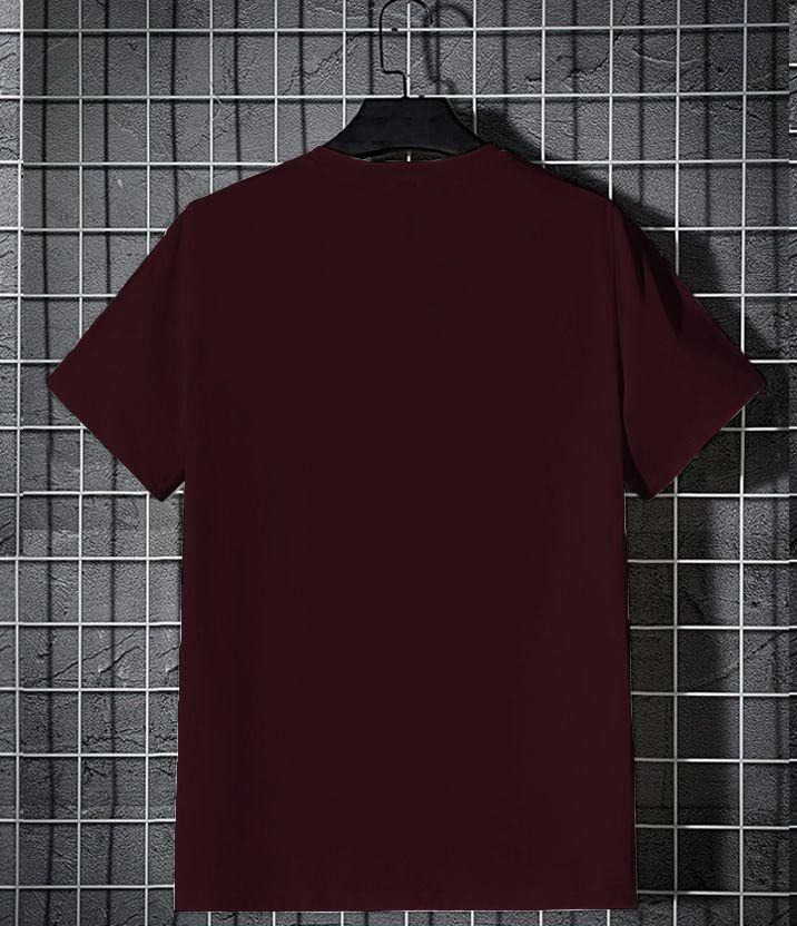 "Maroon Majesty: Men's Half Sleeves Cotton Printed Round Neck T-Shirt"