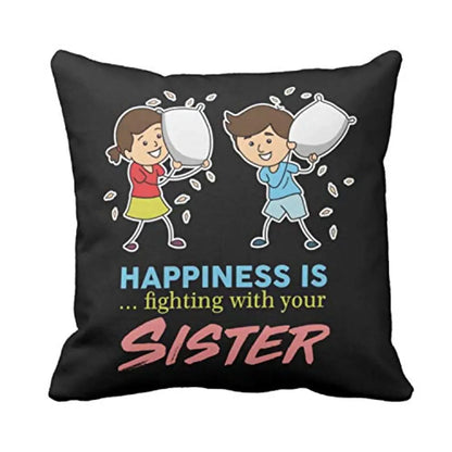 Funky Store Gifts for Sister, Funny Fighting with Your Sister Theam Glazed Cotton Cushion Cover (12x12 inch)