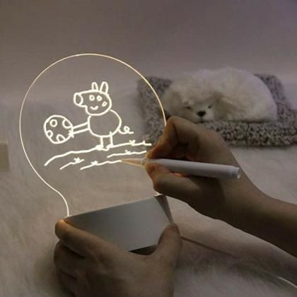 Acrylic Night Light Message Writing Board Notepad with Marker Pen