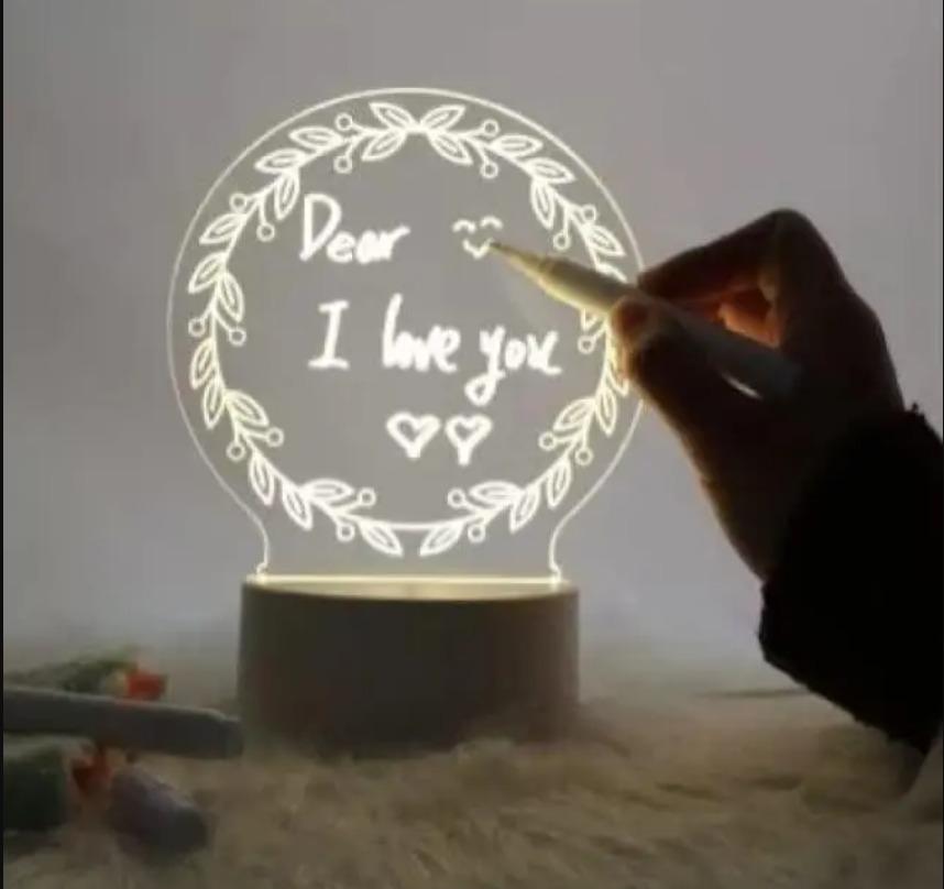Acrylic Night Light Message Writing Board Notepad with Marker Pen