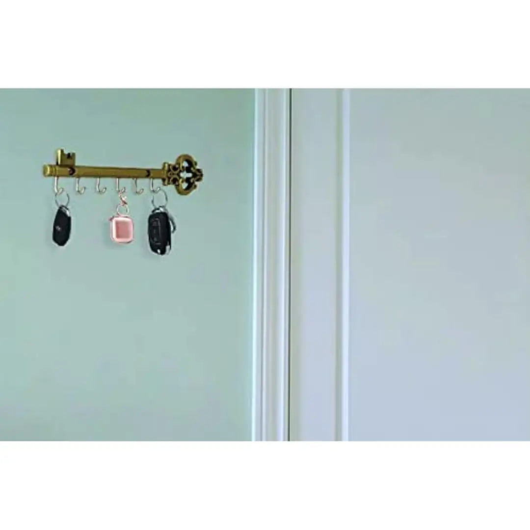 PSM HEAVEN IN HOME 704 Key Metal Key Holder with 6 Hook | Royal Art Brass Key Stand & Guitar Wall Mount Hanger for Music Lover | Antique Home Decor Gift (20x6cm)