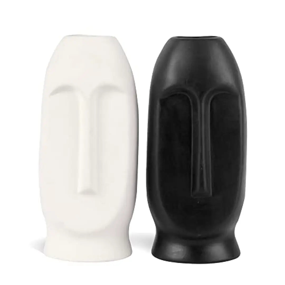 Kraftlik Handicrafts Bottle Shape Ceramic Vases | Planter | Flower Pot | Face Shape with Unique Quality for Home D?cor Center Table Bedroom Side Corners Decoration (Pack of 2)